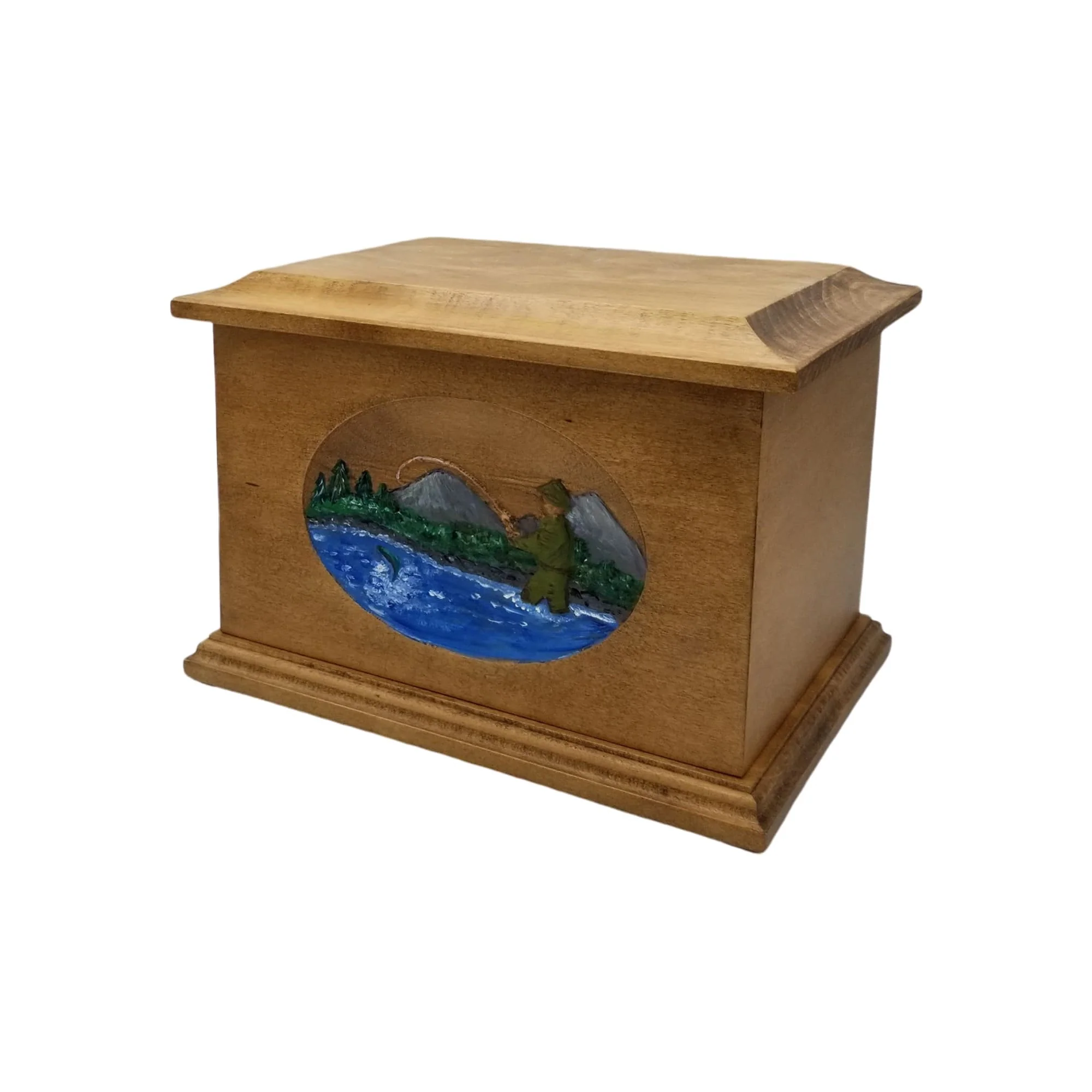 Maple Fisherman Scene Urn with a Huguenot Satin Finish Painted
