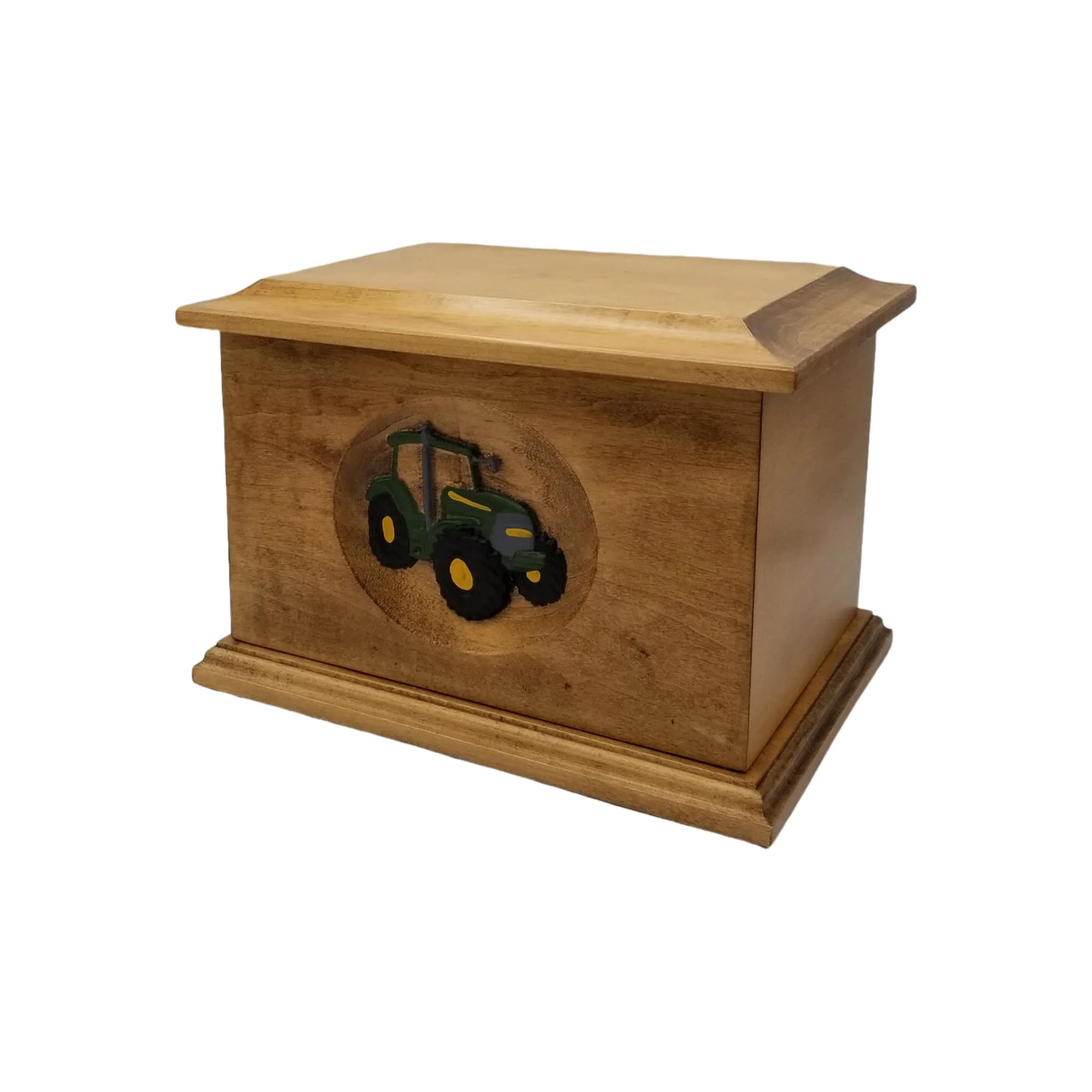 Maple Tractor Urn with a Huguenot Satin Finish Painted Green